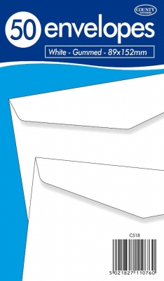 County Envelopes – White 89 x 152mm Gummed